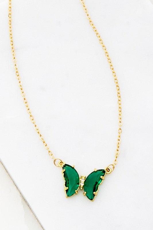 GEM STONE BUTTERFLY PENDANT NECKLACE - Rebel K Collective