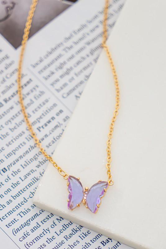 GEM STONE BUTTERFLY PENDANT NECKLACE - Rebel K Collective