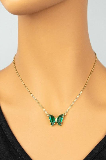 GEM STONE BUTTERFLY PENDANT NECKLACE - Rebel K Collective