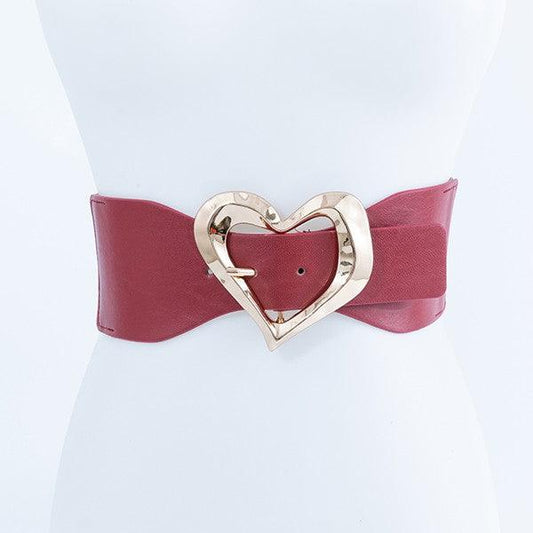 GOLD HEART SHAPED BUCKLE FASHION BELT - Rebel K Collective