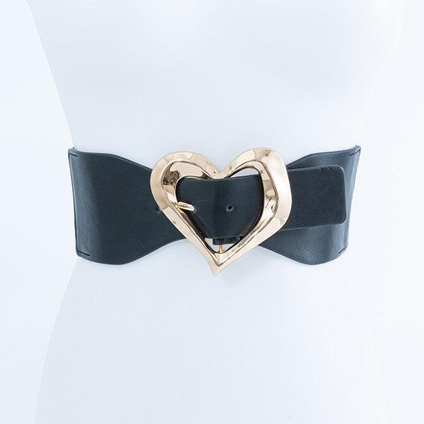 GOLD HEART SHAPED BUCKLE FASHION BELT - Rebel K Collective