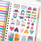 Includes 4 pages of stickers to add to any entry