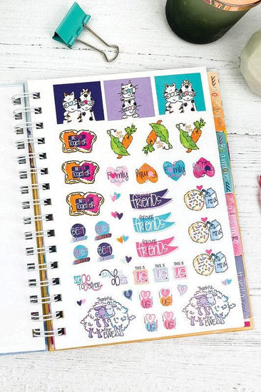  A page of stickers included in the journal. 