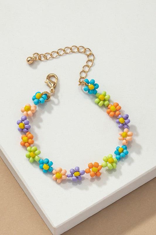Hand crafted flower seed bead bracelet - Rebel K Collective