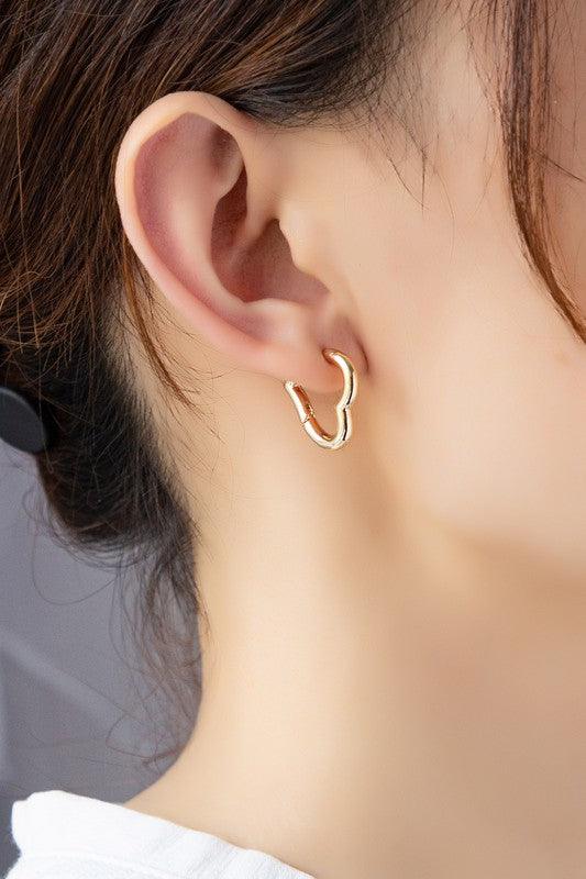 Heart shape hinged huggie hoop earrings - Rebel K Collective