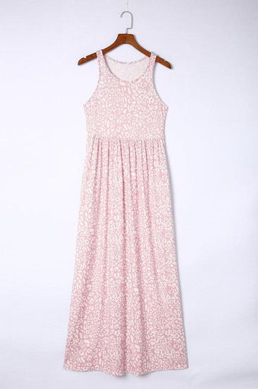 Leopard Dust Baby Pink Sleeveless maxi dress - Rebel K Collective