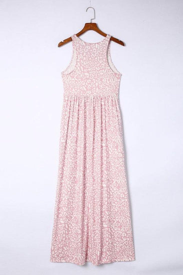 Leopard Dust Baby Pink Sleeveless maxi dress - Rebel K Collective