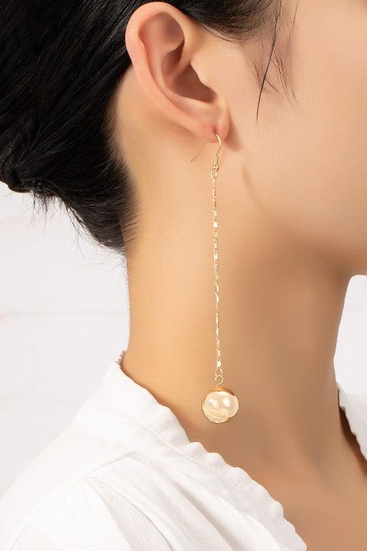 Long chain with dangling ball drop earrings - Rebel K Collective