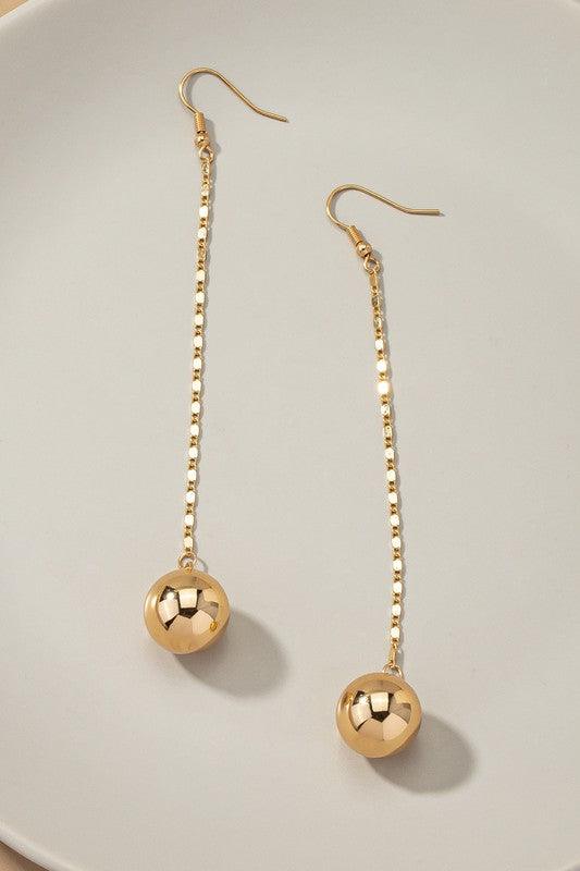 Long chain with dangling ball drop earrings - Rebel K Collective