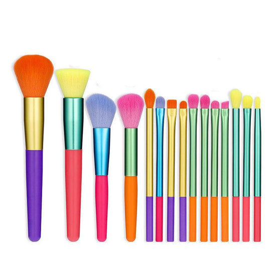 Makeup Brush Set 15 Multi-color Beauty Tools - Rebel K Collective