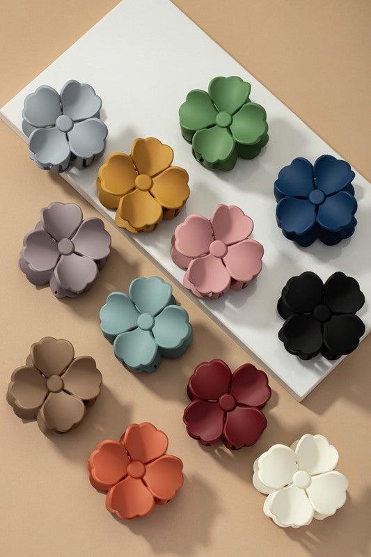 Matte Color Coated Flower Hair Claw Clip - Rebel K Collective