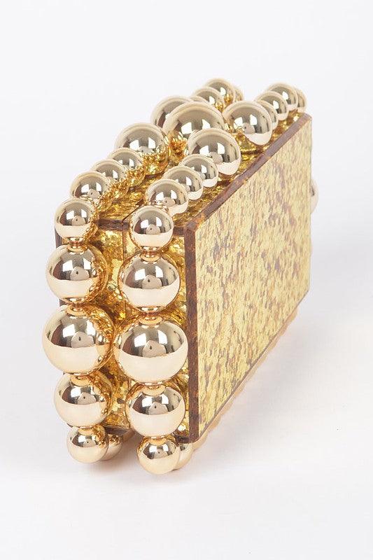 Metallic Beads Glitter Iconic Box Clutch - Rebel K Collective