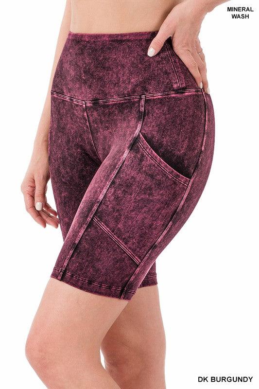 Mineral Wash Wide Waistband Pocket Leggings - Rebel K Collective