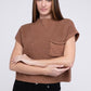 Mock Neck Short Sleeve Cropped Sweater - Rebel K Collective