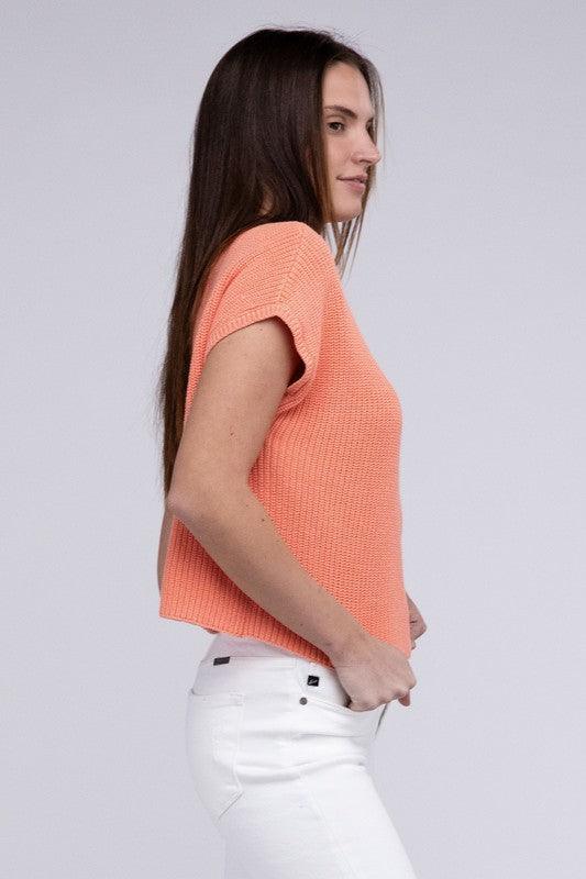 Mock Neck Short Sleeve Cropped Sweater - Rebel K Collective