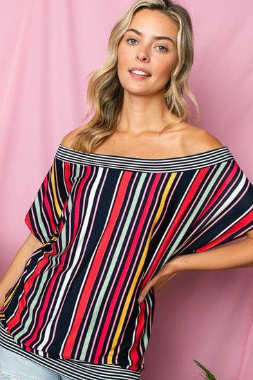 MULTI STRIPE OFF SHOULDER TOP - Rebel K Collective