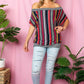 MULTI STRIPE OFF SHOULDER TOP - Rebel K Collective