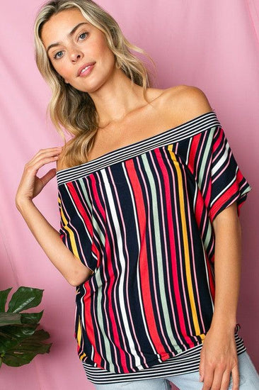 MULTI STRIPE OFF SHOULDER TOP - Rebel K Collective