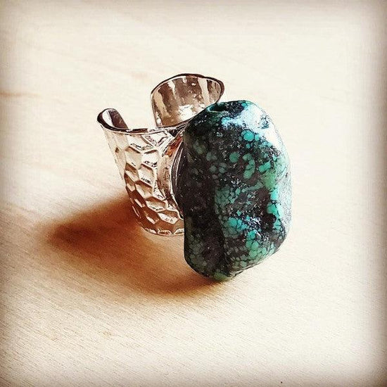 Natural Turquoise Chunk on Cuff Ring - Rebel K Collective