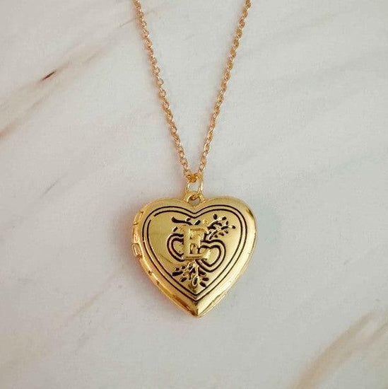 Nostalgic Heart Initial Open Locket Necklace - Rebel K Collective