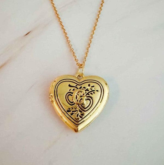 Nostalgic Heart Initial Open Locket Necklace - Rebel K Collective