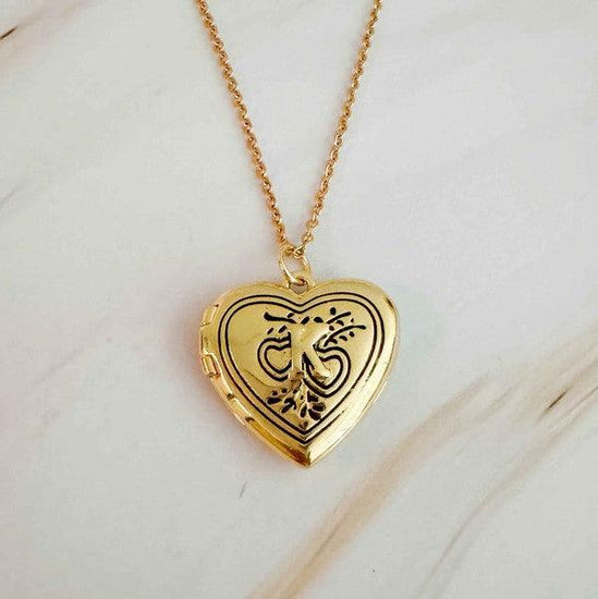 Nostalgic Heart Initial Open Locket Necklace - Rebel K Collective