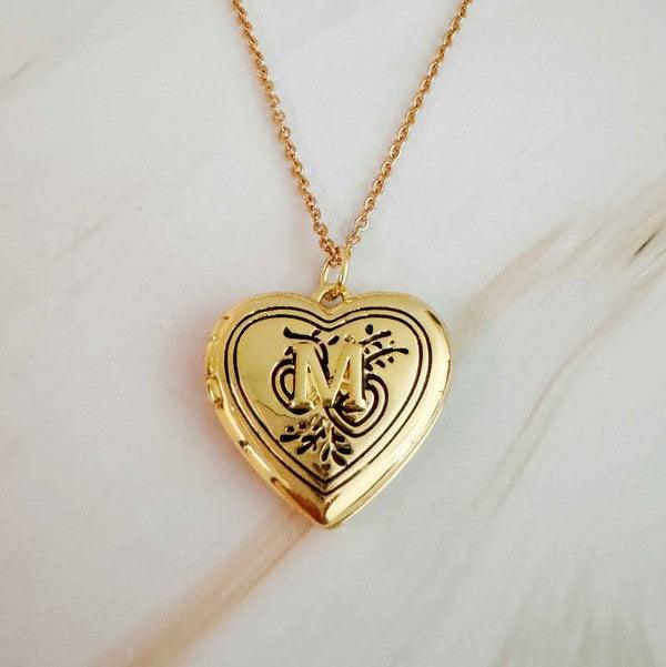 Nostalgic Heart Initial Open Locket Necklace - Rebel K Collective