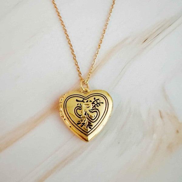 Nostalgic Heart Initial Open Locket Necklace - Rebel K Collective