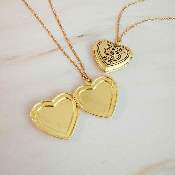 Nostalgic Heart Initial Open Locket Necklace - Rebel K Collective