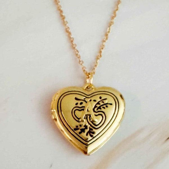 Nostalgic Heart Initial Open Locket Necklace - Rebel K Collective