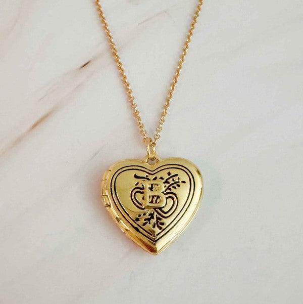 Nostalgic Heart Initial Open Locket Necklace - Rebel K Collective