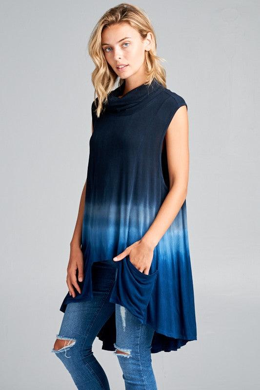 OMBRE SLEEVELESS TURTLE NECK POCKET TOP - Rebel K Collective