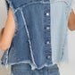 Pearl Raw Hem Sleeveless Denim Jacket - Rebel K Collective