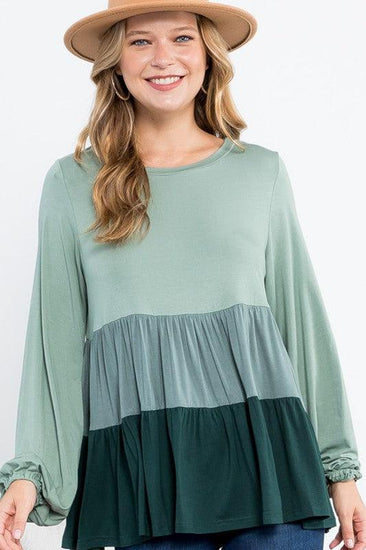 PLUS COLOR BLOCK TIERED SWING TOP - Rebel K Collective