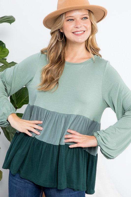 PLUS COLOR BLOCK TIERED SWING TOP - Rebel K Collective