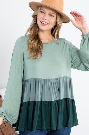 PLUS COLOR BLOCK TIERED SWING TOP - Rebel K Collective