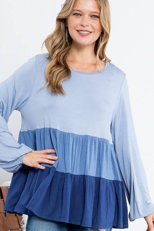 PLUS COLOR BLOCK TIERED SWING TOP - Rebel K Collective