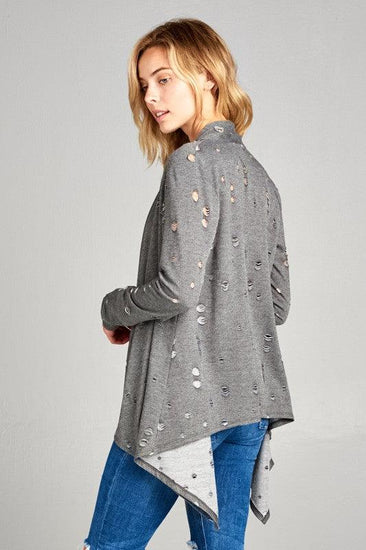 PLUS DISTRESSED CASCADE CARDIGAN - Rebel K Collective