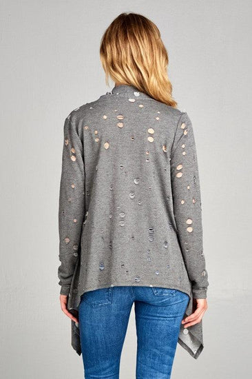 PLUS DISTRESSED CASCADE CARDIGAN - Rebel K Collective