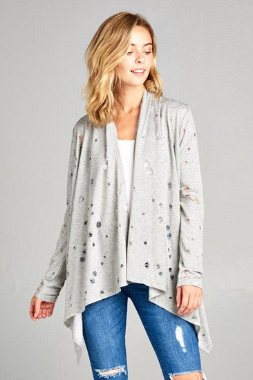 PLUS DISTRESSED CASCADE CARDIGAN - Rebel K Collective