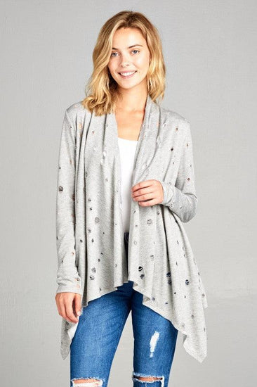 PLUS DISTRESSED CASCADE CARDIGAN - Rebel K Collective