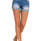 Plus Mid Rise Raw Frayed Hem Denim Shorts - Rebel K Collective