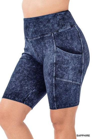 Plus Mineral Wash Wide Waistband Pocket Leggings - Rebel K Collective