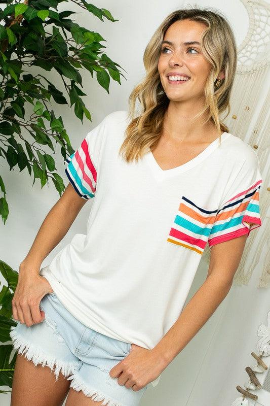 PLUS MULTI STRIPE MIXED BOXY TOP - Rebel K Collective