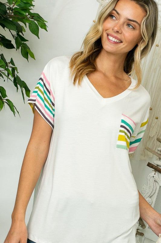 PLUS MULTI STRIPE MIXED BOXY TOP - Rebel K Collective