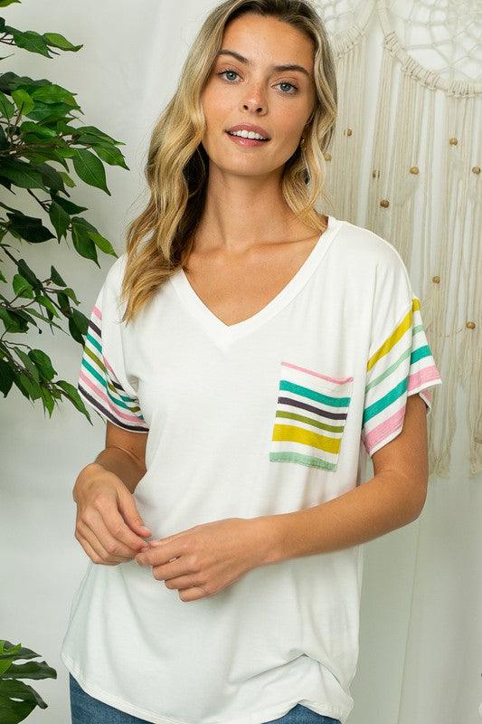 PLUS MULTI STRIPE MIXED BOXY TOP - Rebel K Collective