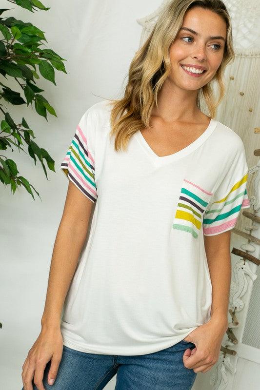 PLUS MULTI STRIPE MIXED BOXY TOP - Rebel K Collective