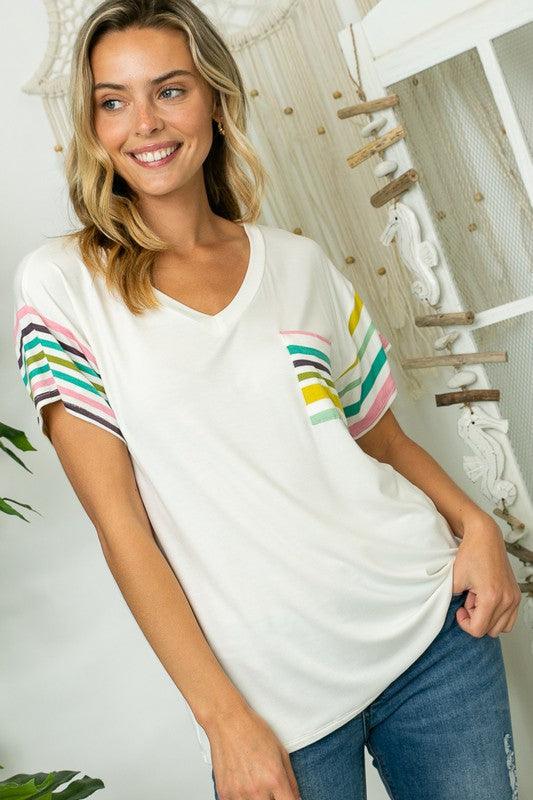 PLUS MULTI STRIPE MIXED BOXY TOP - Rebel K Collective