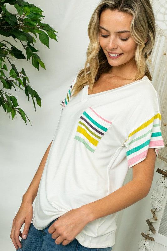 PLUS MULTI STRIPE MIXED BOXY TOP - Rebel K Collective