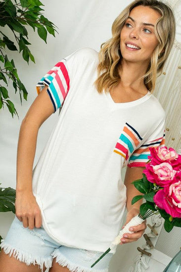 PLUS MULTI STRIPE MIXED BOXY TOP - Rebel K Collective